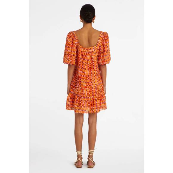 NEW MARIE OLIVER kaylee drop waist dress in clementine check - Picture 3 of 4